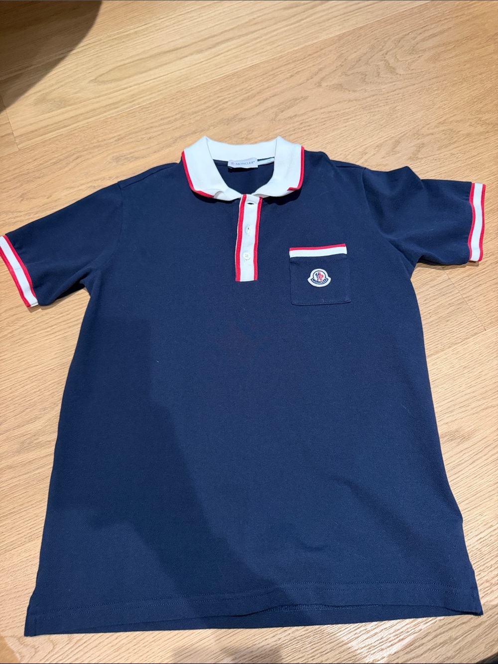 Moncler Navy Polo Dress with Red & White Trim